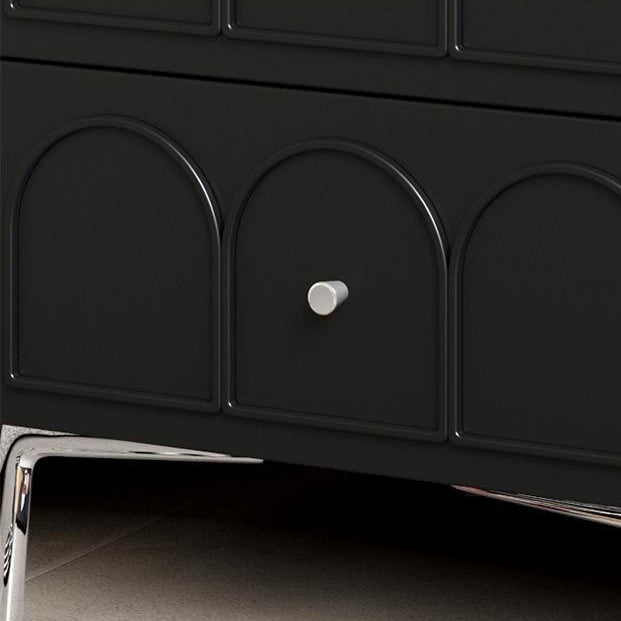 Traditional French Solid Wood Hardware Rectangular Curved Nightstand With 2 Drawers For Bedroom