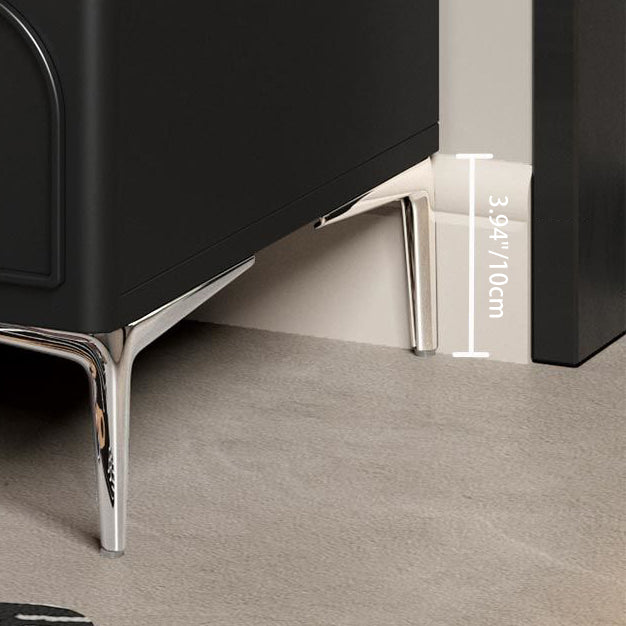 Traditional French Solid Wood Hardware Rectangular Curved Nightstand With 2 Drawers For Bedroom