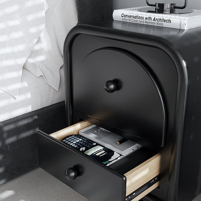 Traditional French Engineered Wood Metal Spherical Square Nightstand With 2 Drawers For Bedroom