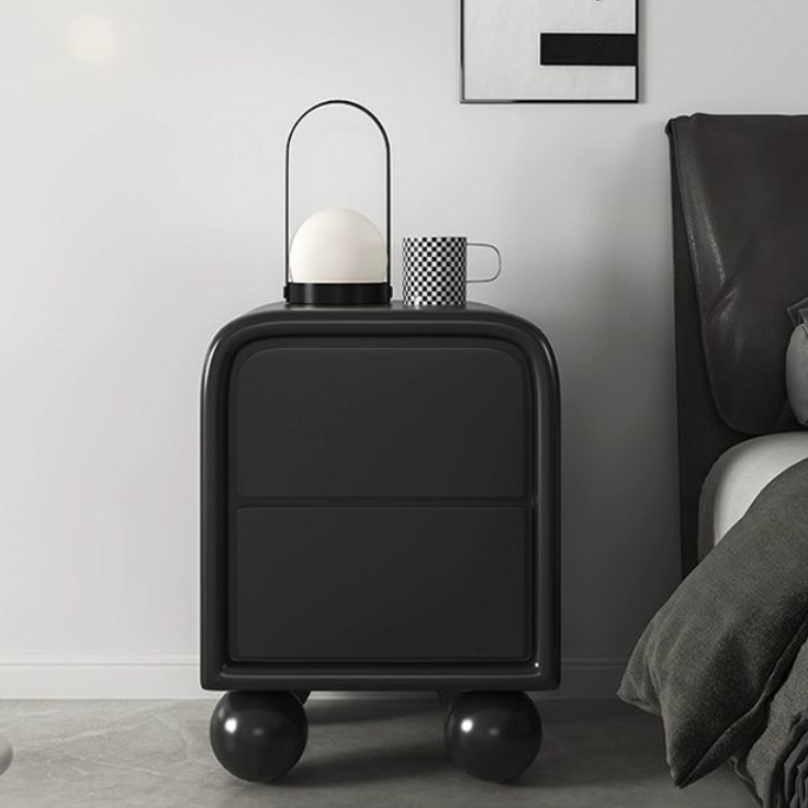 Traditional French Engineered Wood Metal Spherical Square Nightstand With 2 Drawers For Bedroom