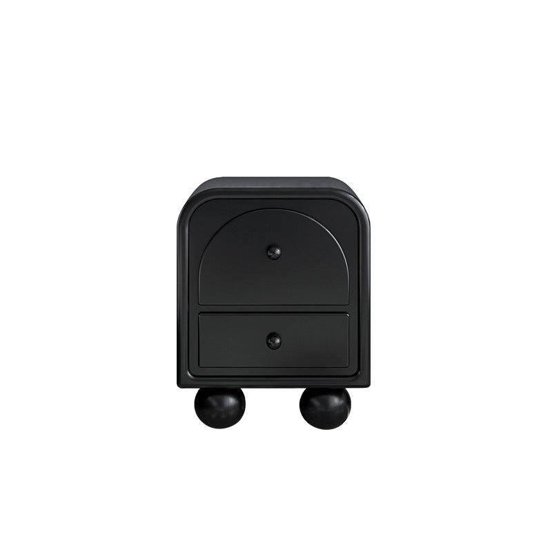 Traditional French MDF PVC Spherical Square Nightstand With 2 Drawers For Bedroom