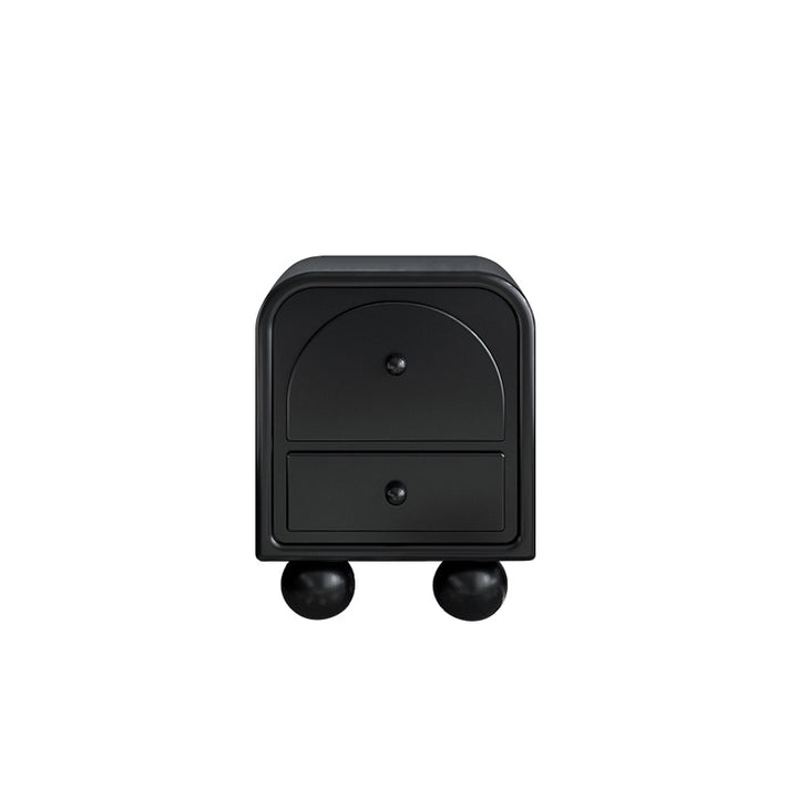 Traditional French MDF PVC Spherical Square Nightstand With 2 Drawers For Bedroom