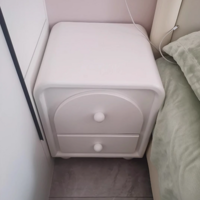 Traditional French Engineered Wood Metal Spherical Square Nightstand With 2 Drawers For Bedroom