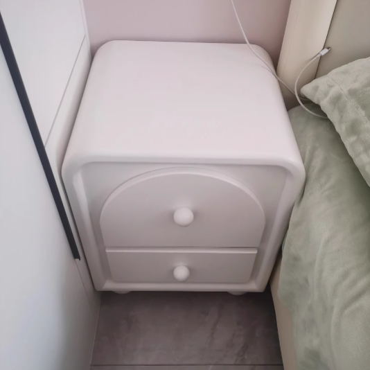 Traditional French Engineered Wood Metal Spherical Square Nightstand With 2 Drawers For Bedroom