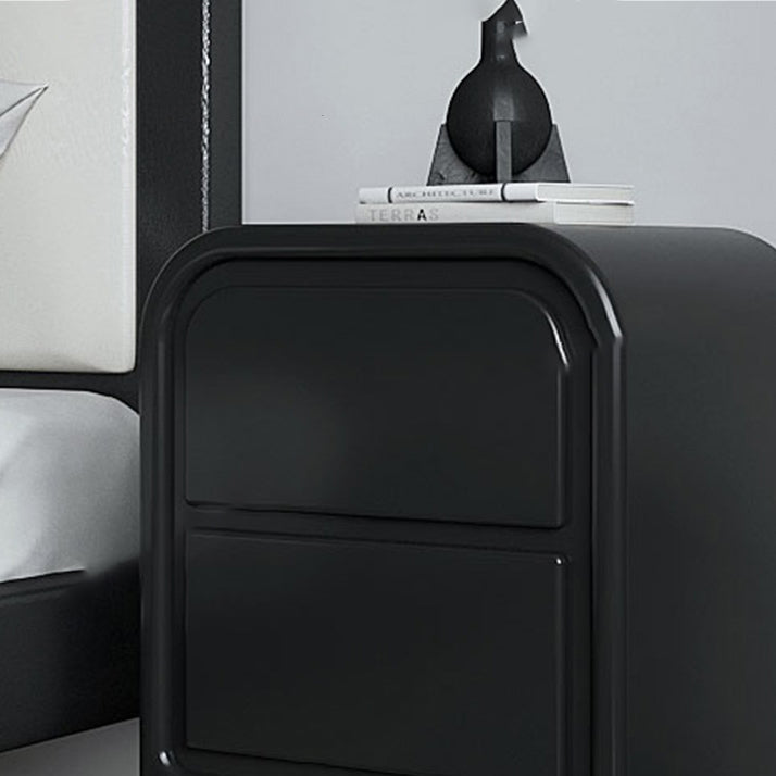 Traditional French MDF PVC Spherical Square Nightstand With 2 Drawers For Bedroom