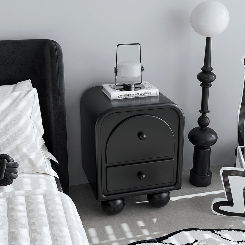 Traditional French Engineered Wood Metal Spherical Square Nightstand With 2 Drawers For Bedroom