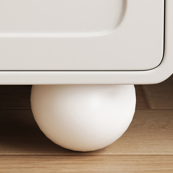 Contemporary Creative Solid Wood Cat Scratch Leather Metal Spherical Rounded Rectangular Nightstand With 2 Drawers For Bedroom