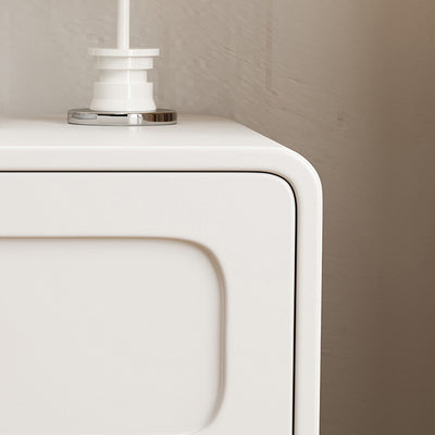 Contemporary Creative Solid Wood Cat Scratch Leather Metal Spherical Rounded Rectangular Nightstand With 2 Drawers For Bedroom