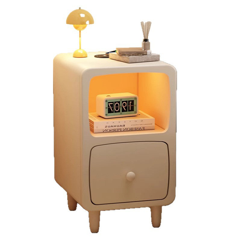 Traditional Chinese Solid Wood Rounded Rectangular Nightstand With 1/2 Drawers For Bedroom