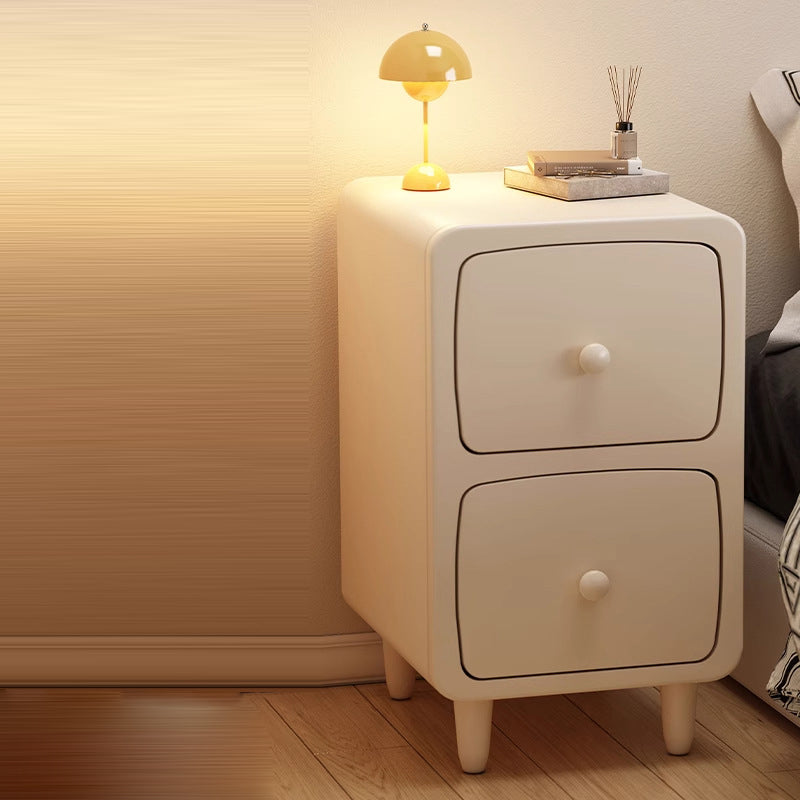 Traditional Chinese Solid Wood Rounded Rectangular Nightstand With 1/2 Drawers For Bedroom