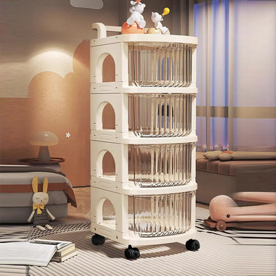 Modern Minimalist PP Mobile Rounded Square Storage Shelf With 2/3/4/5 Layers For Living Room