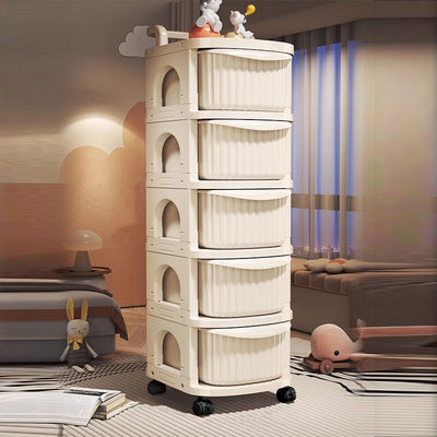 Modern Minimalist PP Mobile Rounded Square Storage Shelf With 2/3/4/5 Layers For Living Room