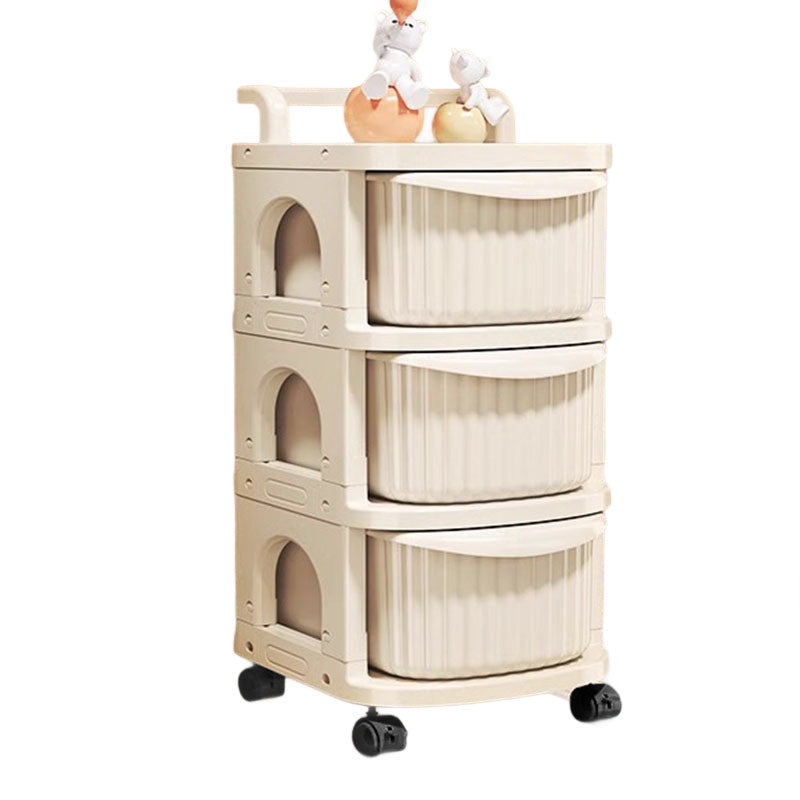 Modern Minimalist PP Mobile Rounded Square Storage Shelf With 2/3/4/5 Layers For Living Room