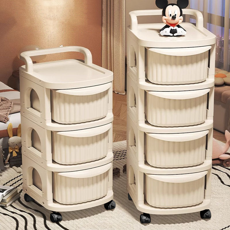 Modern Minimalist PP Mobile Rounded Square Storage Shelf With 2/3/4/5 Layers For Living Room