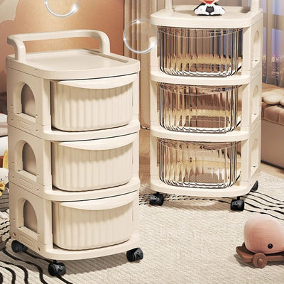 Modern Minimalist PP Mobile Rounded Square Storage Shelf With 2/3/4/5 Layers For Living Room