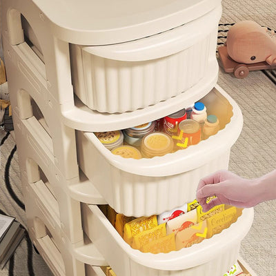 Modern Minimalist PP Mobile Rounded Square Storage Shelf With 2/3/4/5 Layers For Living Room