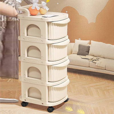 Modern Minimalist PP Mobile Rounded Square Storage Shelf With 2/3/4/5 Layers For Living Room