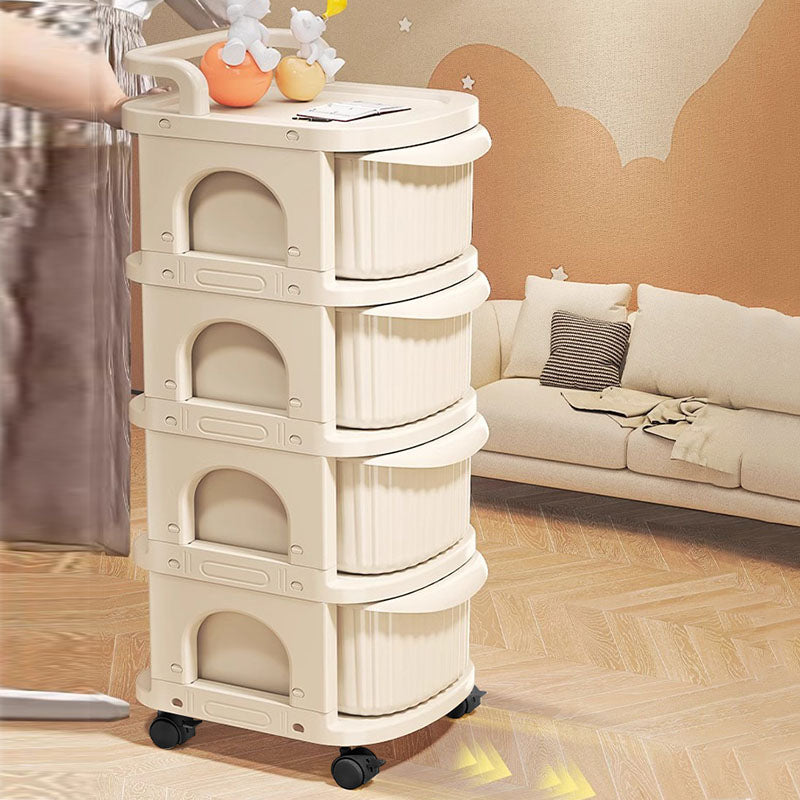 Modern Minimalist PP Mobile Rounded Square Storage Shelf With 2/3/4/5 Layers For Living Room