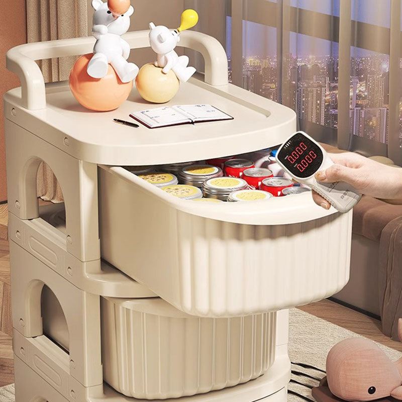 Modern Minimalist PP Mobile Rounded Square Storage Shelf With 2/3/4/5 Layers For Living Room