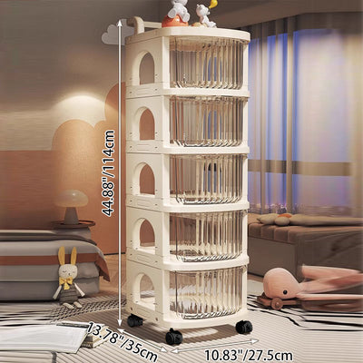 Modern Minimalist PP Mobile Rounded Square Storage Shelf With 2/3/4/5 Layers For Living Room