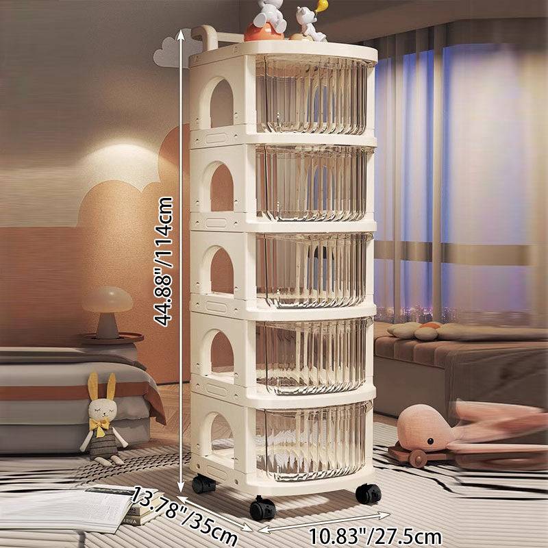 Modern Minimalist PP Mobile Rounded Square Storage Shelf With 2/3/4/5 Layers For Living Room