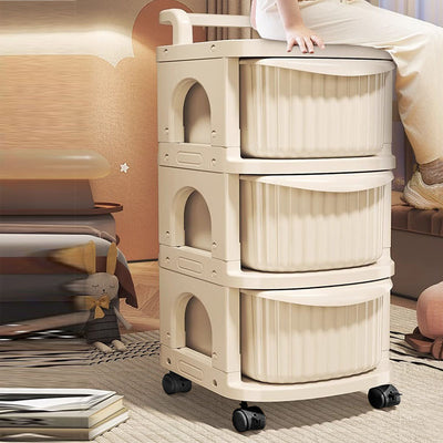 Modern Minimalist PP Mobile Rounded Square Storage Shelf With 2/3/4/5 Layers For Living Room