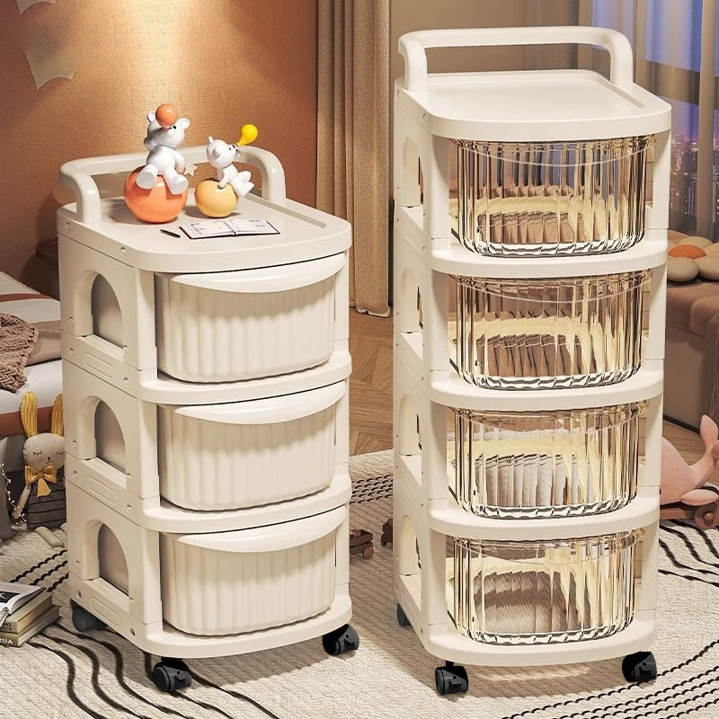 Modern Minimalist PP Mobile Rounded Square Storage Shelf With 2/3/4/5 Layers For Living Room