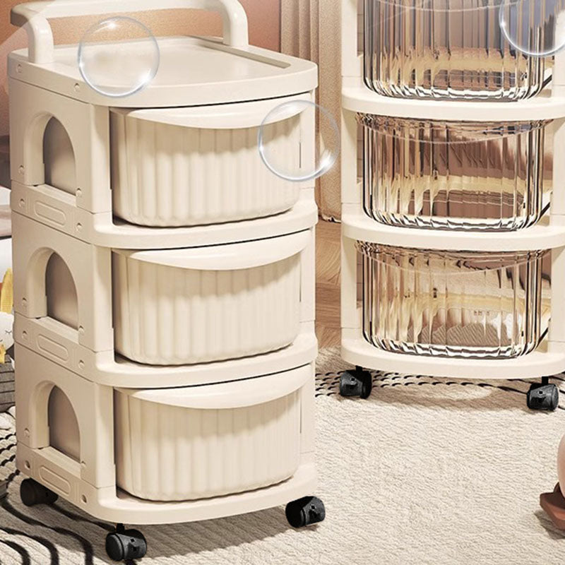 Modern Minimalist PP Mobile Rounded Square Storage Shelf With 2/3/4/5 Layers For Living Room