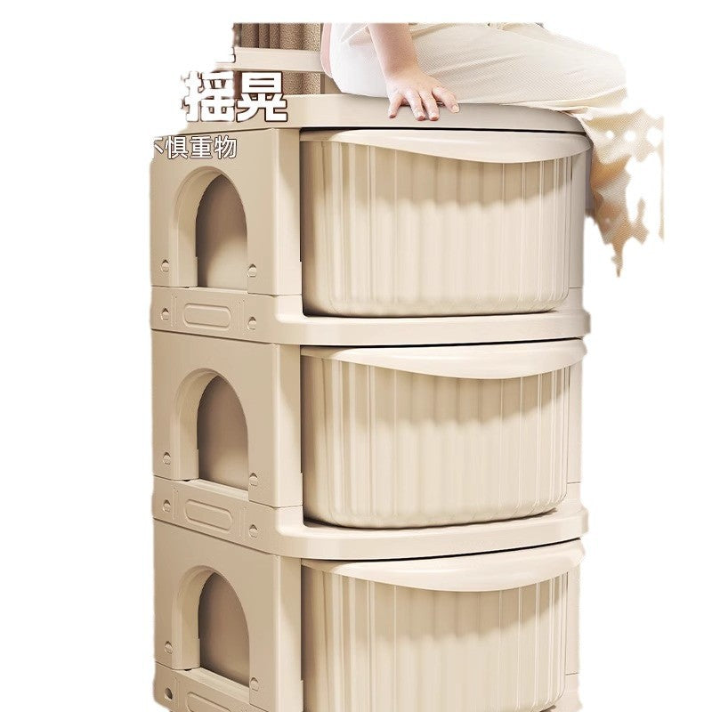 Modern Minimalist PP Mobile Rounded Square Storage Shelf With 2/3/4/5 Layers For Living Room