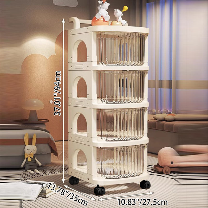 Modern Minimalist PP Mobile Rounded Square Storage Shelf With 2/3/4/5 Layers For Living Room