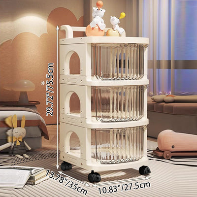 Modern Minimalist PP Mobile Rounded Square Storage Shelf With 2/3/4/5 Layers For Living Room