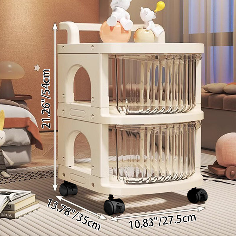 Modern Minimalist PP Mobile Rounded Square Storage Shelf With 2/3/4/5 Layers For Living Room