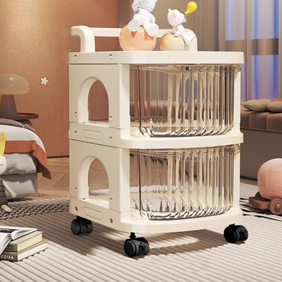 Modern Minimalist PP Mobile Rounded Square Storage Shelf With 2/3/4/5 Layers For Living Room