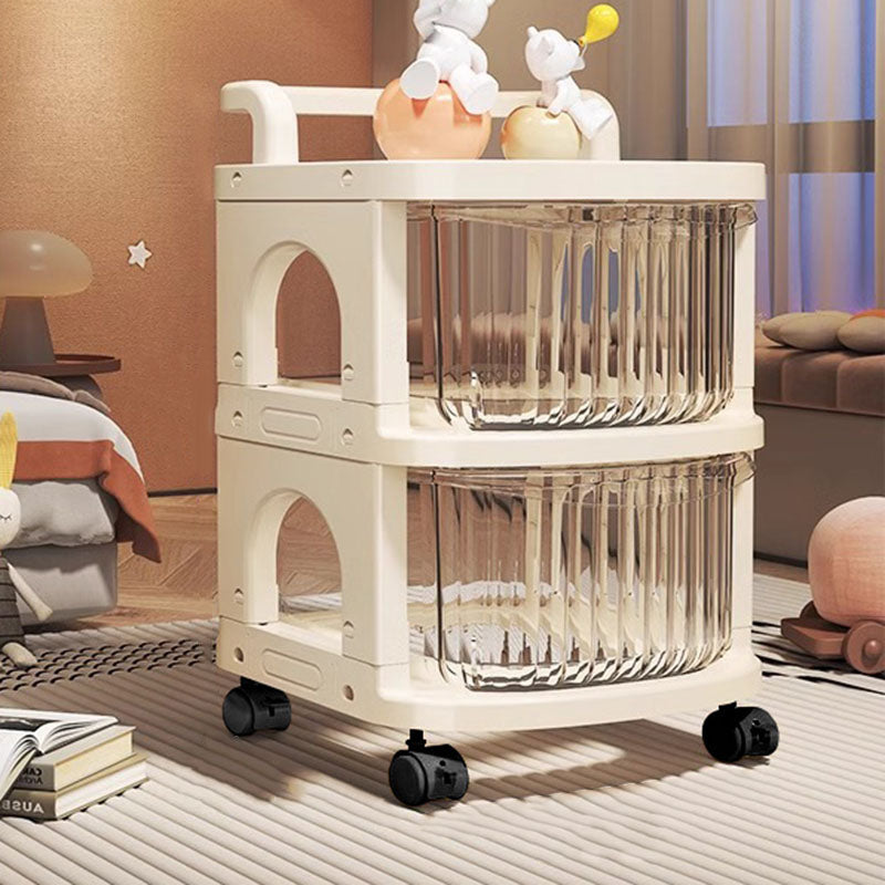 Modern Minimalist PP Mobile Rounded Square Storage Shelf With 2/3/4/5 Layers For Living Room