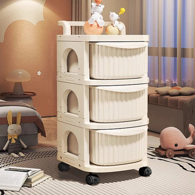 Modern Minimalist PP Mobile Rounded Square Storage Shelf With 2/3/4/5 Layers For Living Room