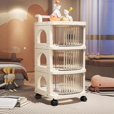 Modern Minimalist PP Mobile Rounded Square Storage Shelf With 2/3/4/5 Layers For Living Room