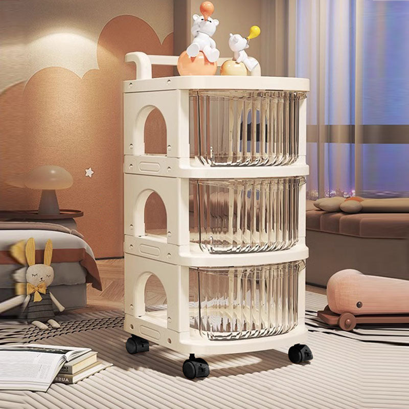 Modern Minimalist PP Mobile Rounded Square Storage Shelf With 2/3/4/5 Layers For Living Room