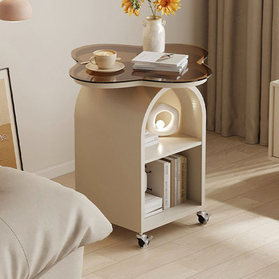 Contemporary Creative Tempered Glass Iron Flower Arch Mobile Side Table 3-Tier For Living Room