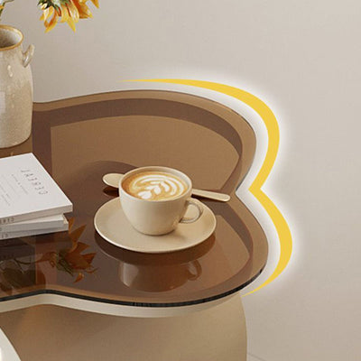 Contemporary Creative Tempered Glass Iron Flower Arch Mobile Side Table 3-Tier For Living Room