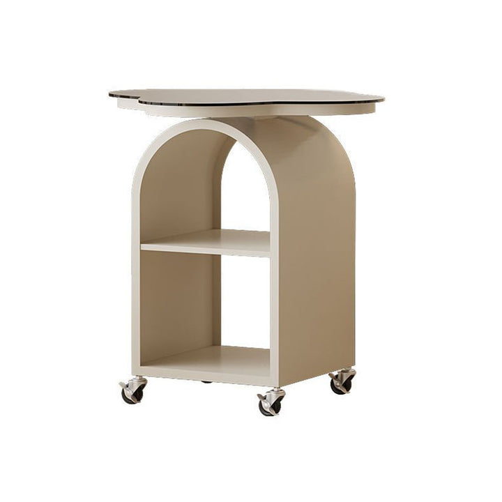 Contemporary Creative Tempered Glass Iron Flower Arch Mobile Side Table 3-Tier For Living Room