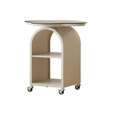 Contemporary Creative Tempered Glass Iron Flower Arch Mobile Side Table 3-Tier For Living Room
