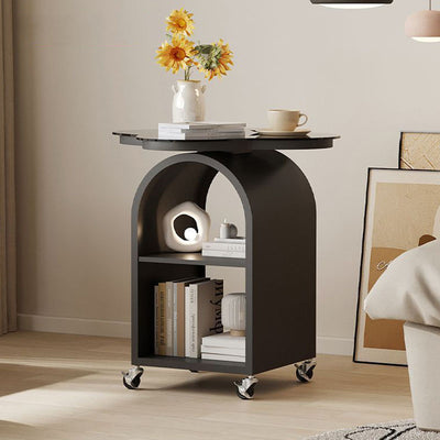 Contemporary Creative Tempered Glass Iron Flower Arch Mobile Side Table 3-Tier For Living Room