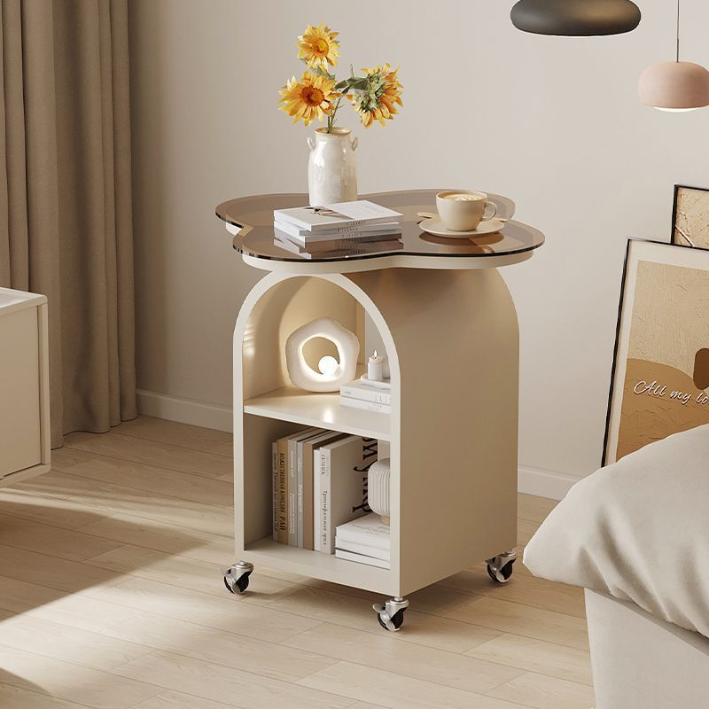 Contemporary Creative Tempered Glass Iron Flower Arch Mobile Side Table 3-Tier For Living Room