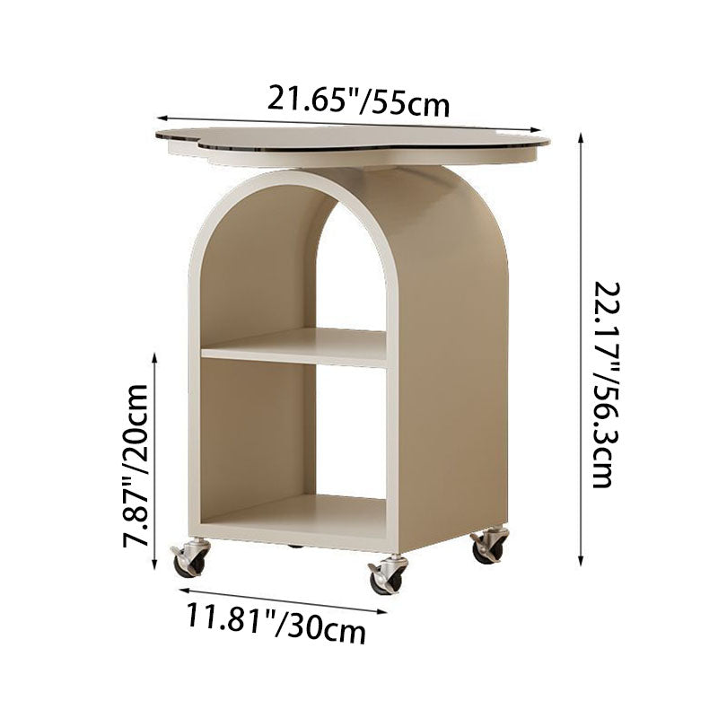 Contemporary Creative Tempered Glass Iron Flower Arch Mobile Side Table 3-Tier For Living Room