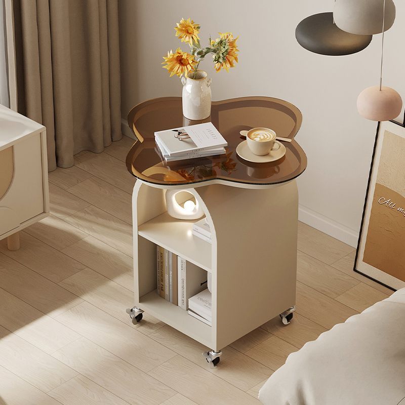 Contemporary Creative Tempered Glass Iron Flower Arch Mobile Side Table 3-Tier For Living Room