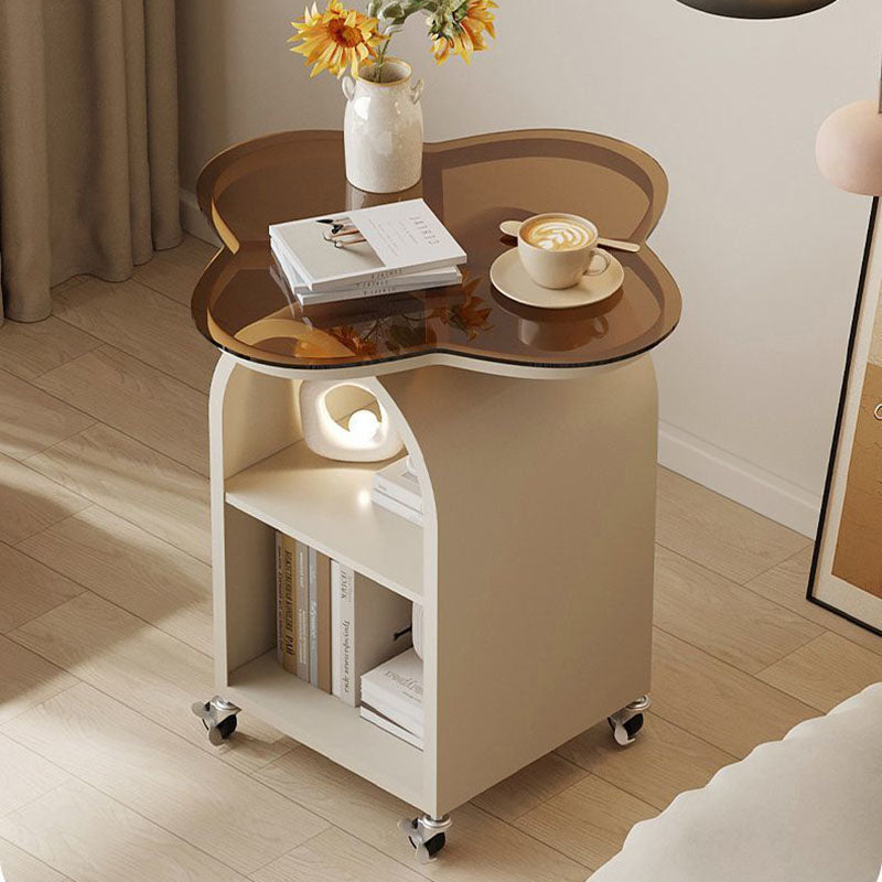 Contemporary Creative Tempered Glass Iron Flower Arch Mobile Side Table 3-Tier For Living Room