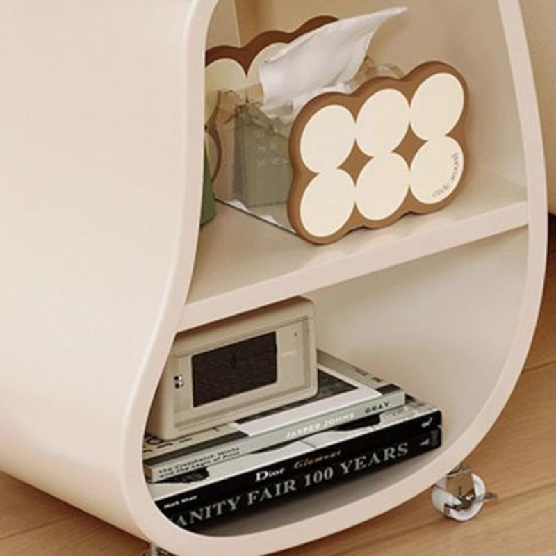 Contemporary Creative Glass Solid Wood Iron Irregular Oval Mobile Side Table 3-Tier For Living Room