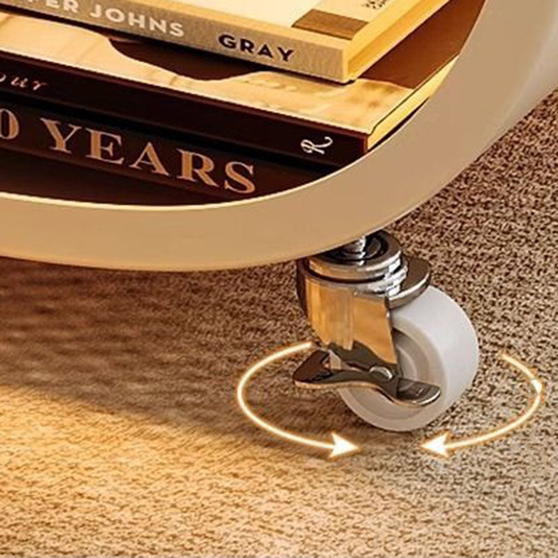 Contemporary Creative Glass Solid Wood Iron Irregular Oval Mobile Side Table 3-Tier For Living Room