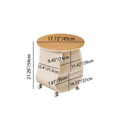 Contemporary Creative Glass Solid Wood Iron Irregular Oval Mobile Side Table 3-Tier For Living Room