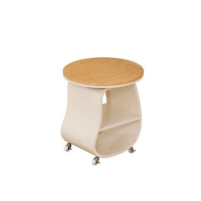 Contemporary Creative Glass Solid Wood Iron Irregular Oval Mobile Side Table 3-Tier For Living Room